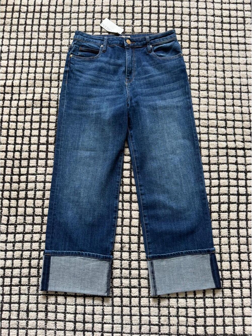 NWT KUT From The Kloth Sienna High Rise Wide Leg Size 6 Jeans Cuffed